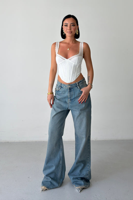 Routines Washed Baggy Wide Leg Jeans 2409-2 - ROUTINES