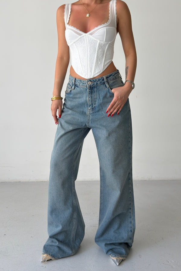 Routines Washed Baggy Wide Leg Jeans 2409-2 - ROUTINES