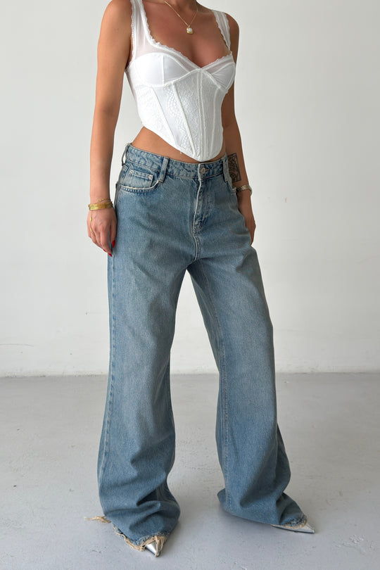Routines Washed Baggy Wide Leg Jeans 2409-2 - ROUTINES