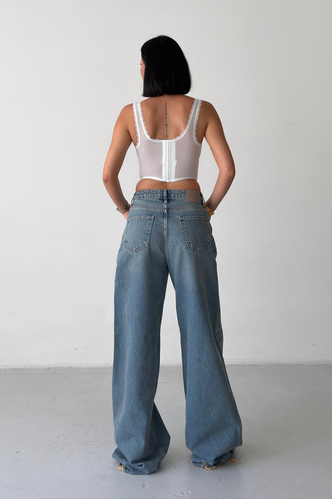Routines Washed Baggy Wide Leg Jeans 2409-2 - ROUTINES