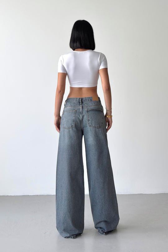 Routines Washed Cross Button Jeans - Vintage Blue 4935