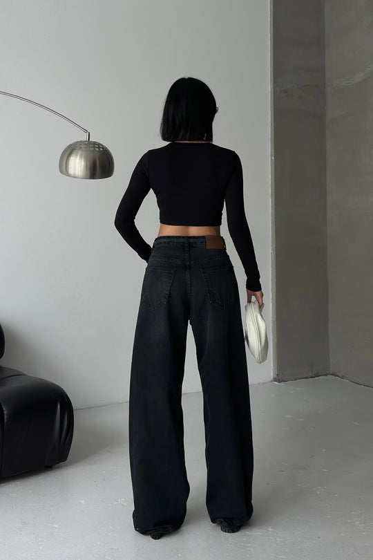 Routines Washed Drawstring Jeans - Black - Tall 3718 - ROUTINES