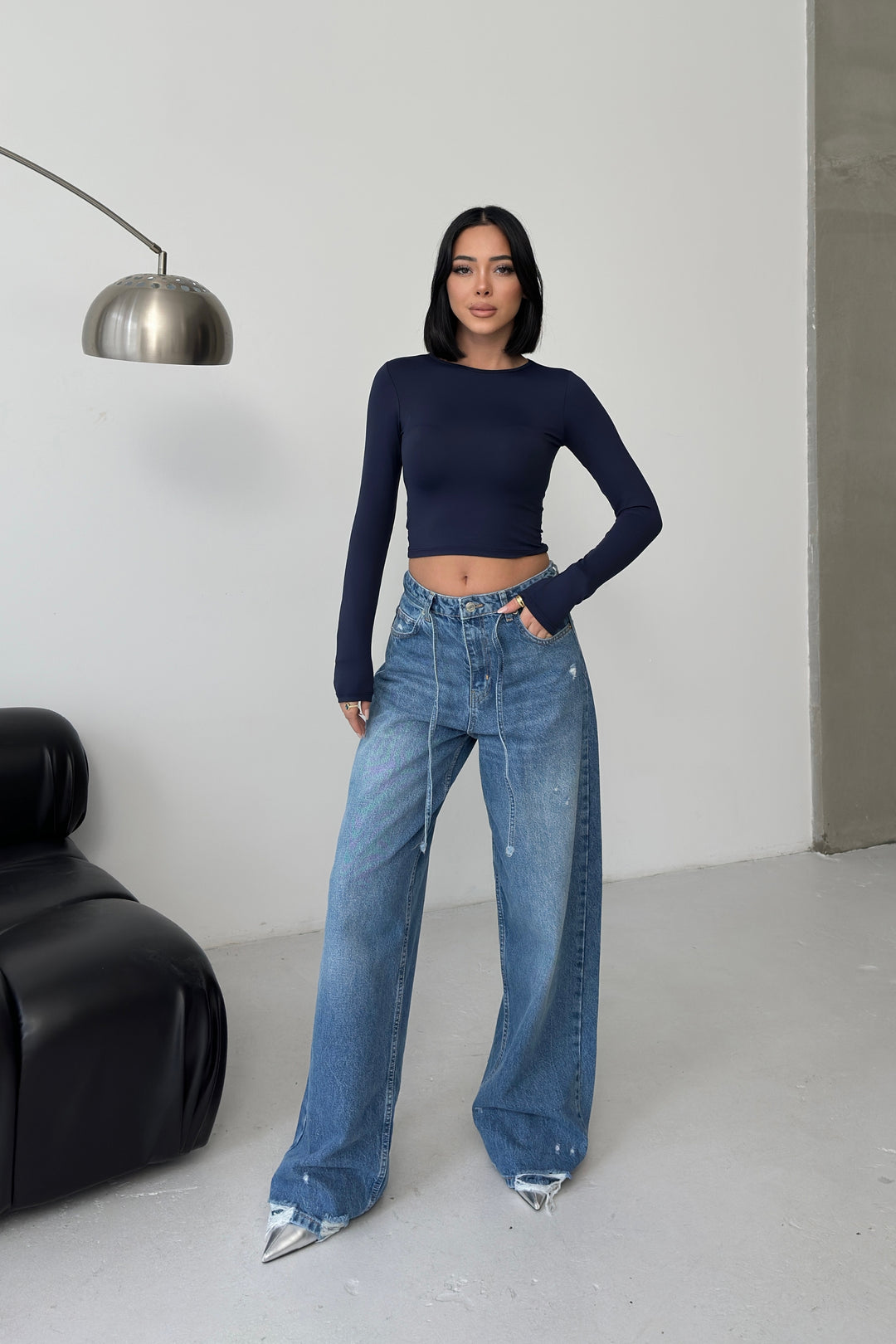 Routines Washed Drawstring Jeans - Deep Blue 3650 - ROUTINES