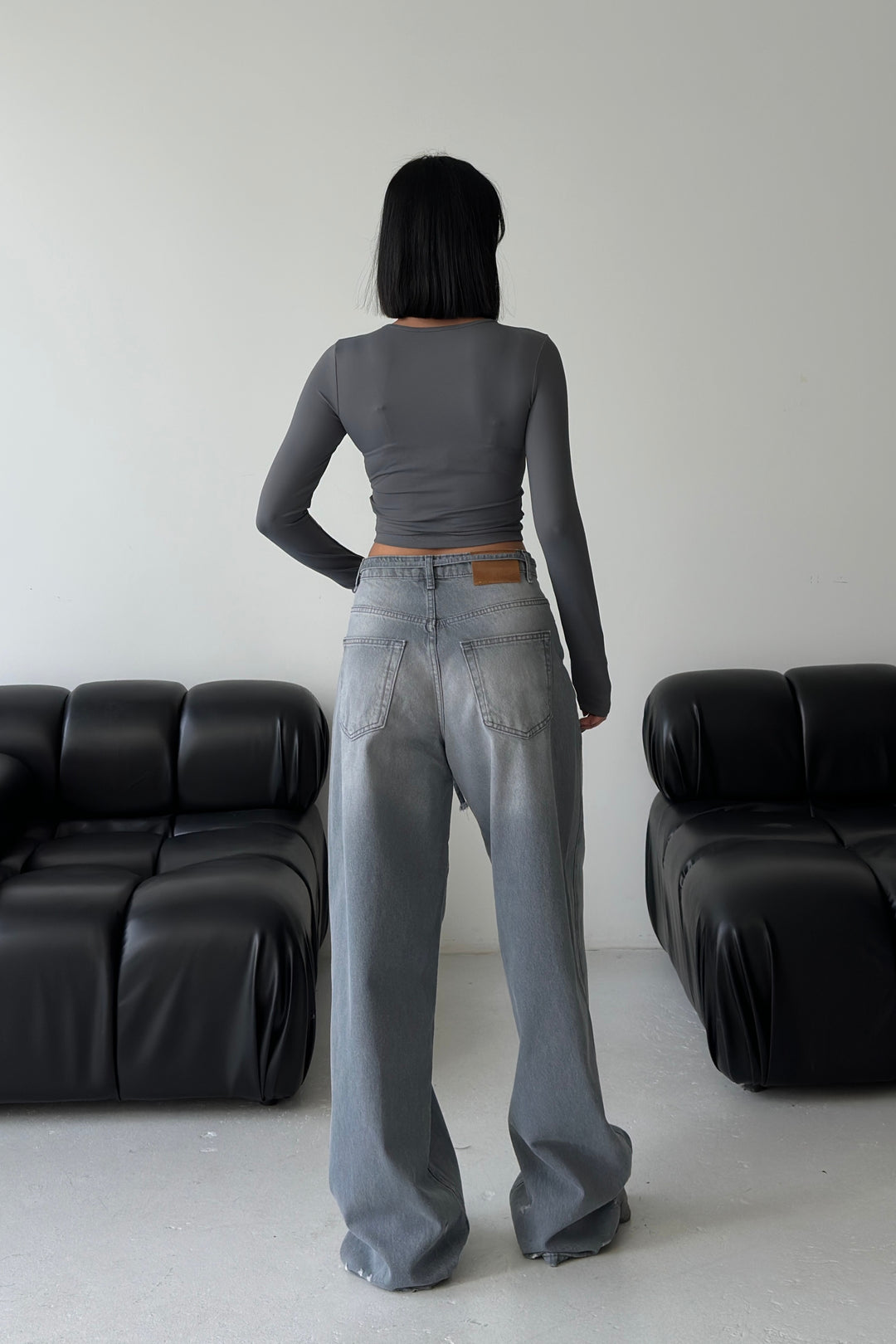 Routines Washed Drawstring Jeans - Grey 3651 - ROUTINES