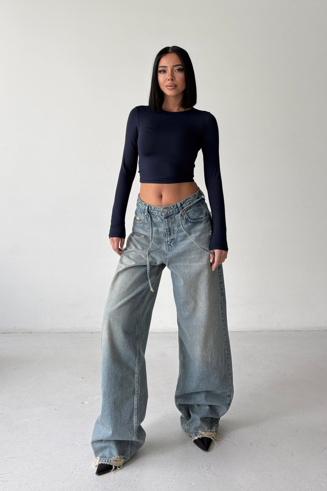 Routines Washed Drawstring Jeans - Vintage Blue 3717 - ROUTINES