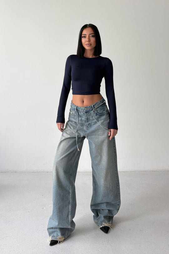 Routines Washed Drawstring Jeans - Vintage Blue 3717 - ROUTINES