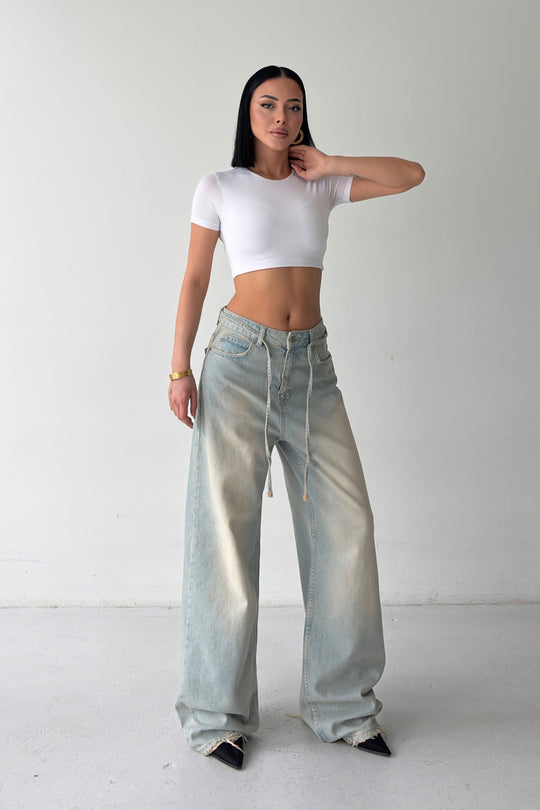 Routines Washed Drawstring Jeans - Vintage Blue 3803 - ROUTINES