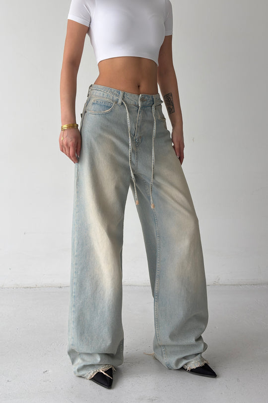 Routines Washed Drawstring Jeans - Vintage Blue 3803 - ROUTINES
