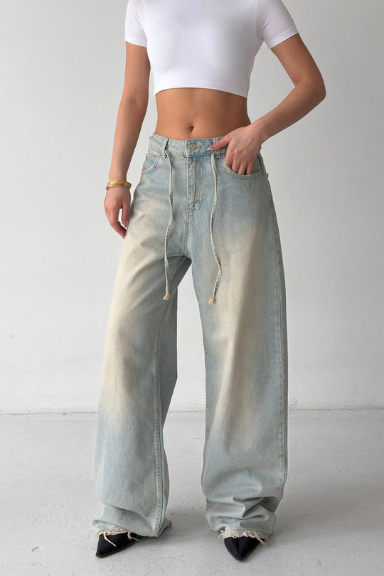 Routines Washed Drawstring Jeans - Vintage Blue 3803 - ROUTINES