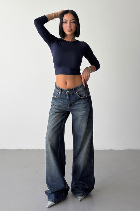 Routines Washed Mid-waist Straight Jeans 1584-1