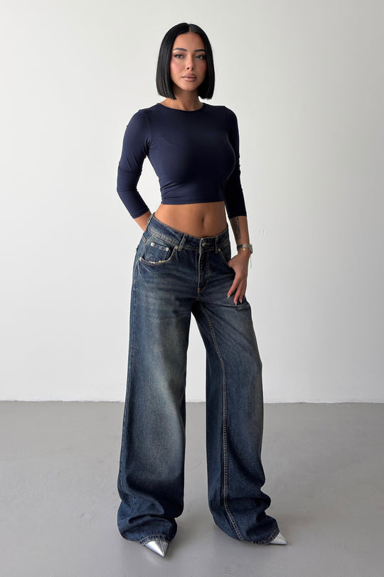 Routines Washed Mid-waist Straight Jeans 1584-1