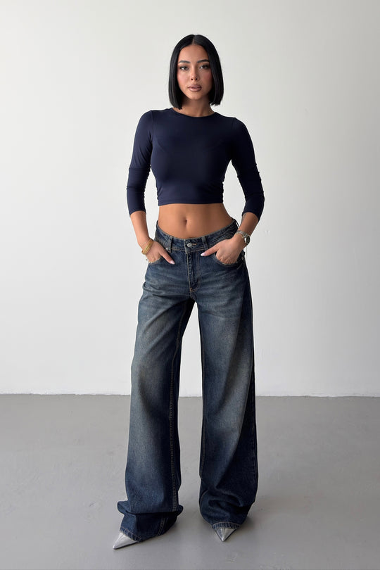 Routines Washed Mid-waist Straight Jeans 1584-1