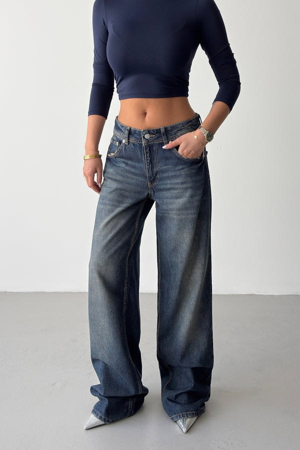 Routines Washed Mid-waist Straight Jeans 1584-1