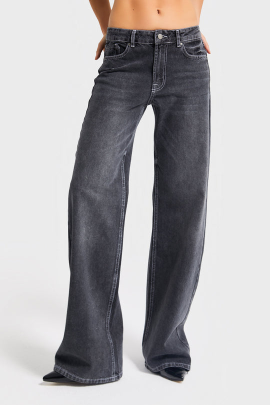 Routines Washed Mid-waist Straight Jeans 4469 - ROUTINES
