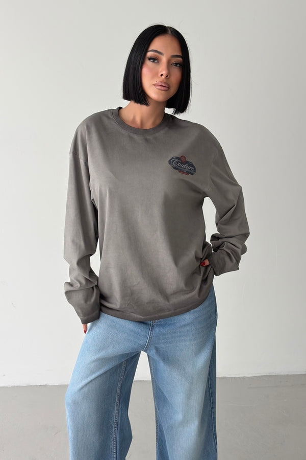 Routines Washed Printed Longsleeve - Grey 2027 - ROUTINES