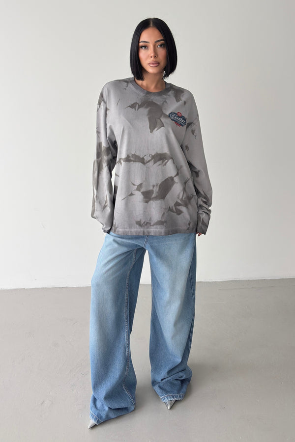 Routines Washed Printed Longsleeve - Stains Grey 2027 - ROUTINES