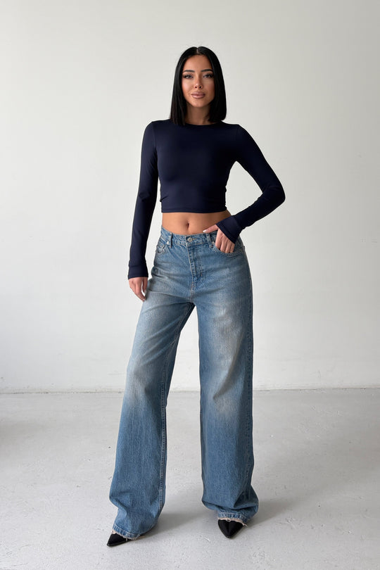 Routines Washed Straight Jeans - Mid Blue 3623