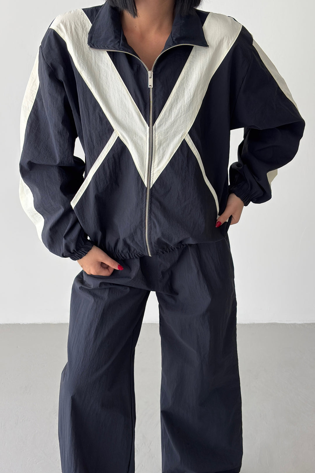 Routines Windbreaker Striped Tracksuit - Dark Blue 7011