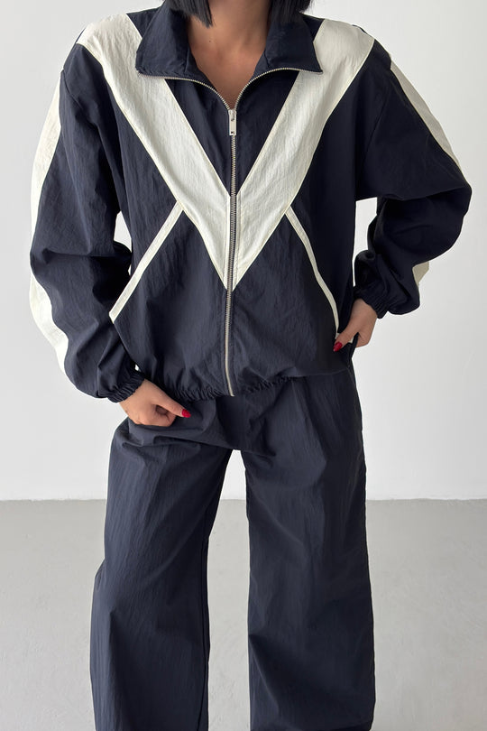 Routines Windbreaker Striped Tracksuit - Dark Blue 7011