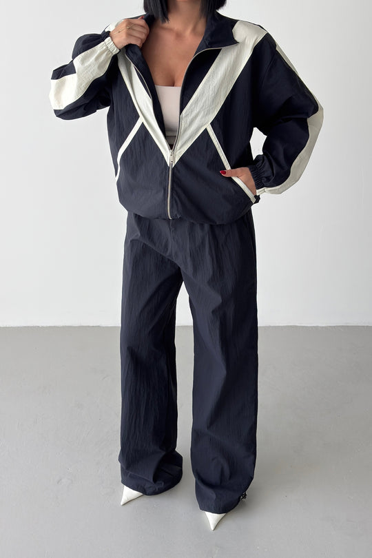 Routines Windbreaker Striped Tracksuit - Dark Blue 7011