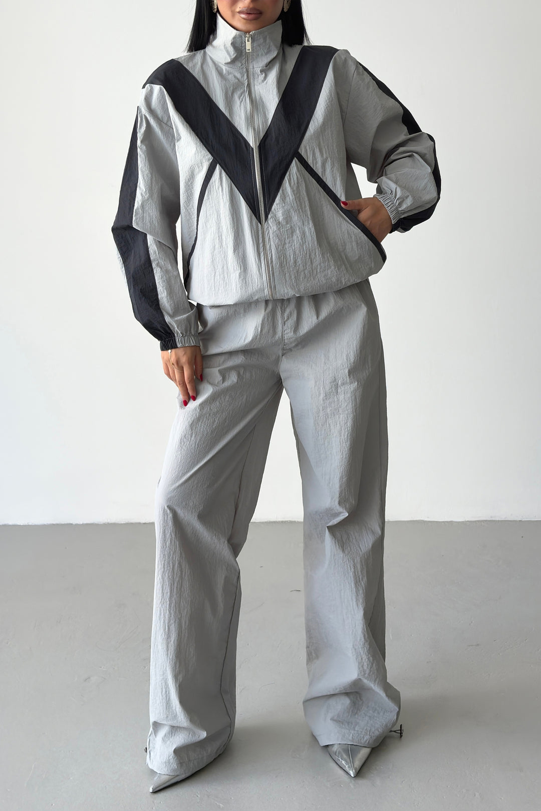 Routines Windbreaker Striped Tracksuit - Grey 7011