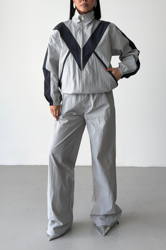 Routines Windbreaker Striped Tracksuit - Grey 7011