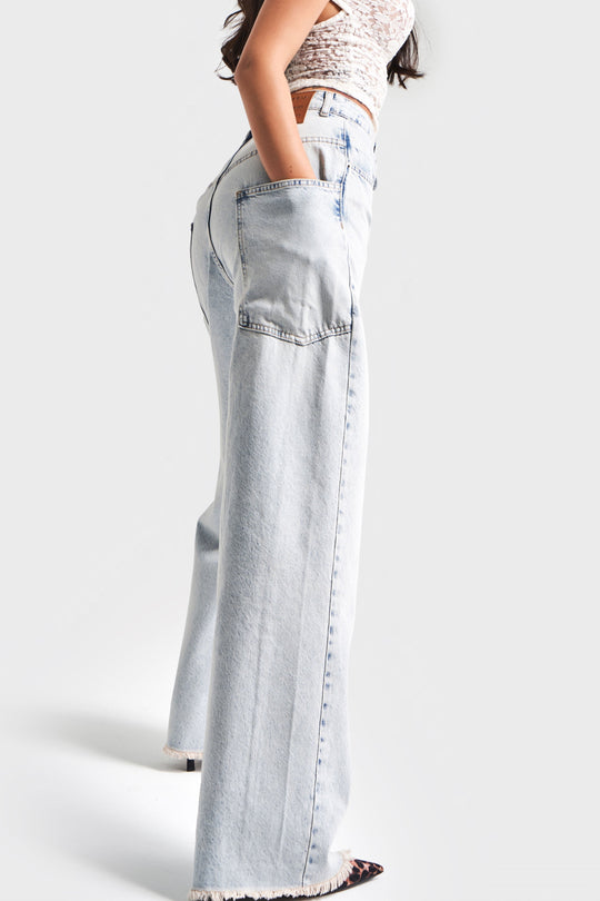 Routines Zipper Baggy Jeans - Washed Blue 3842 - ROUTINES