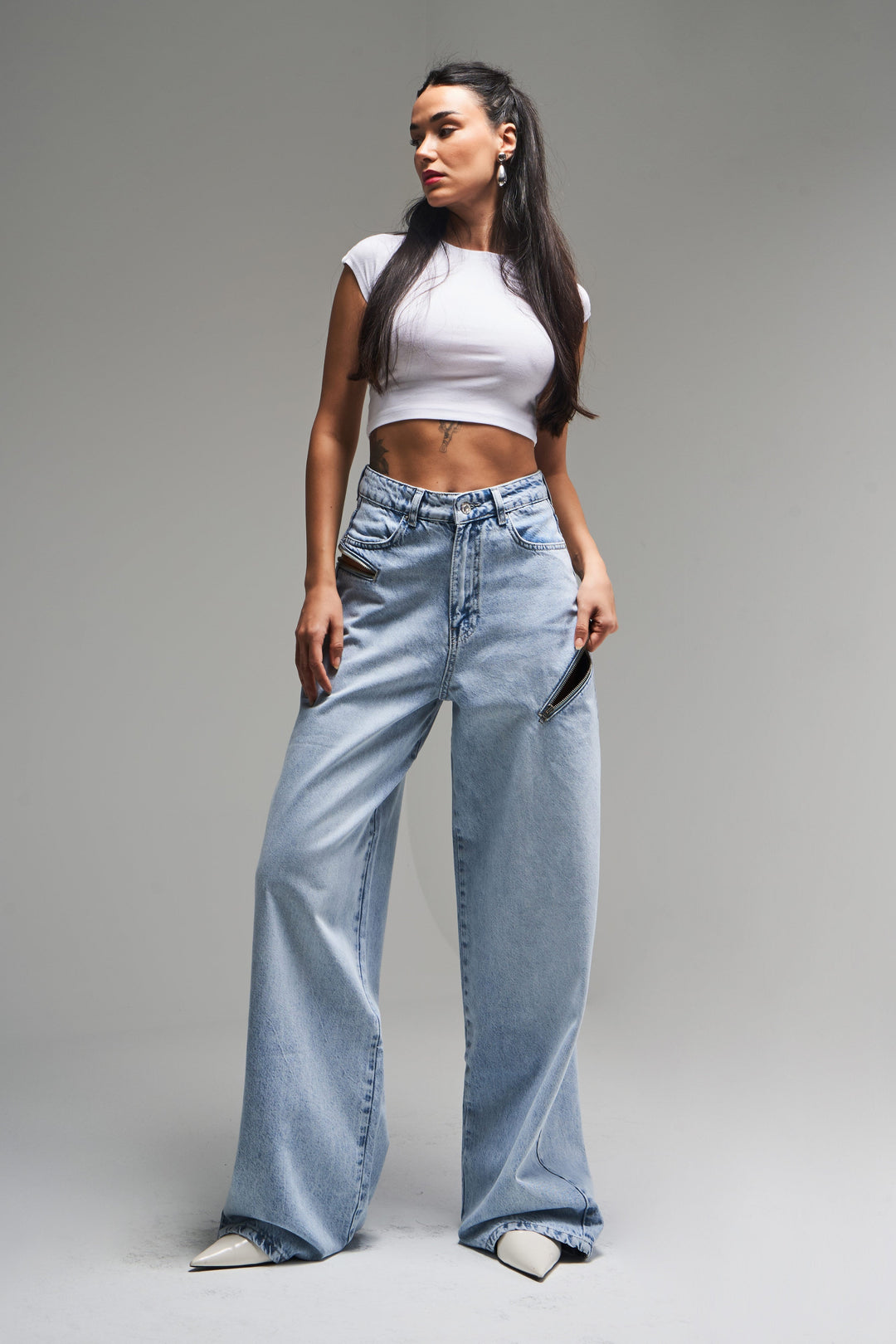 Routines Zippers Baggy Jeans - Washed Blue 3837-4S5 - ROUTINES