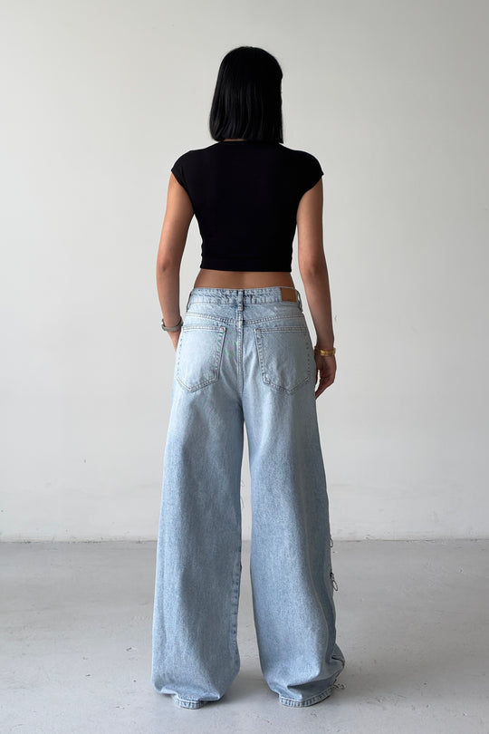 Routines Zippers Detail Baggy Jeans - Light Blue 4613 - ROUTINES