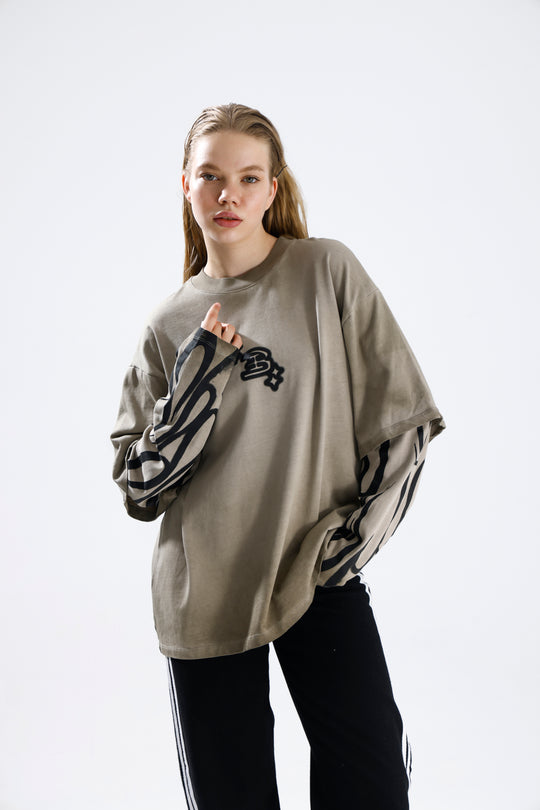 Routines Acid Washed Longsleeves Shirt - Beige 1914 - ROUTINES