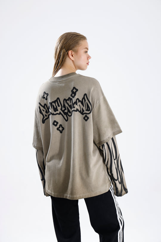 Routines Acid Washed Longsleeves Shirt - Beige 1914 - ROUTINES