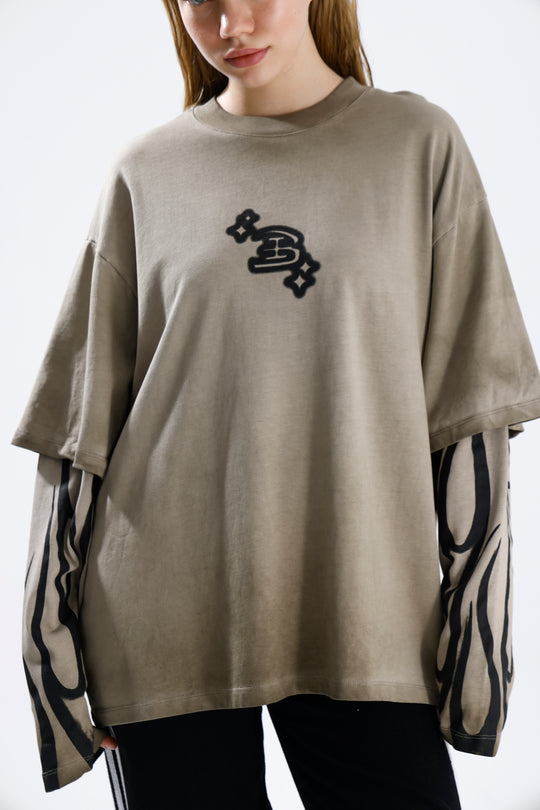 Routines Acid Washed Longsleeves Shirt - Beige 1914 - ROUTINES