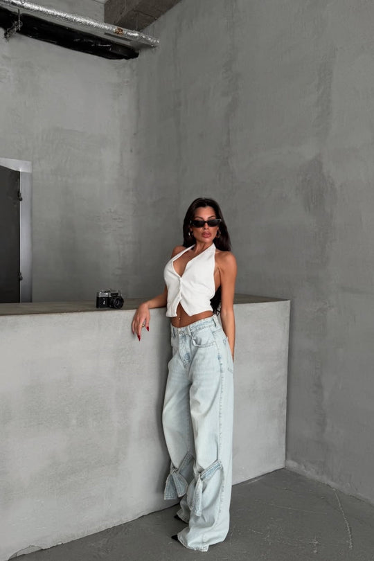 Routines Baggy Bow Straight Leg Jeans 1218 - ROUTINES
