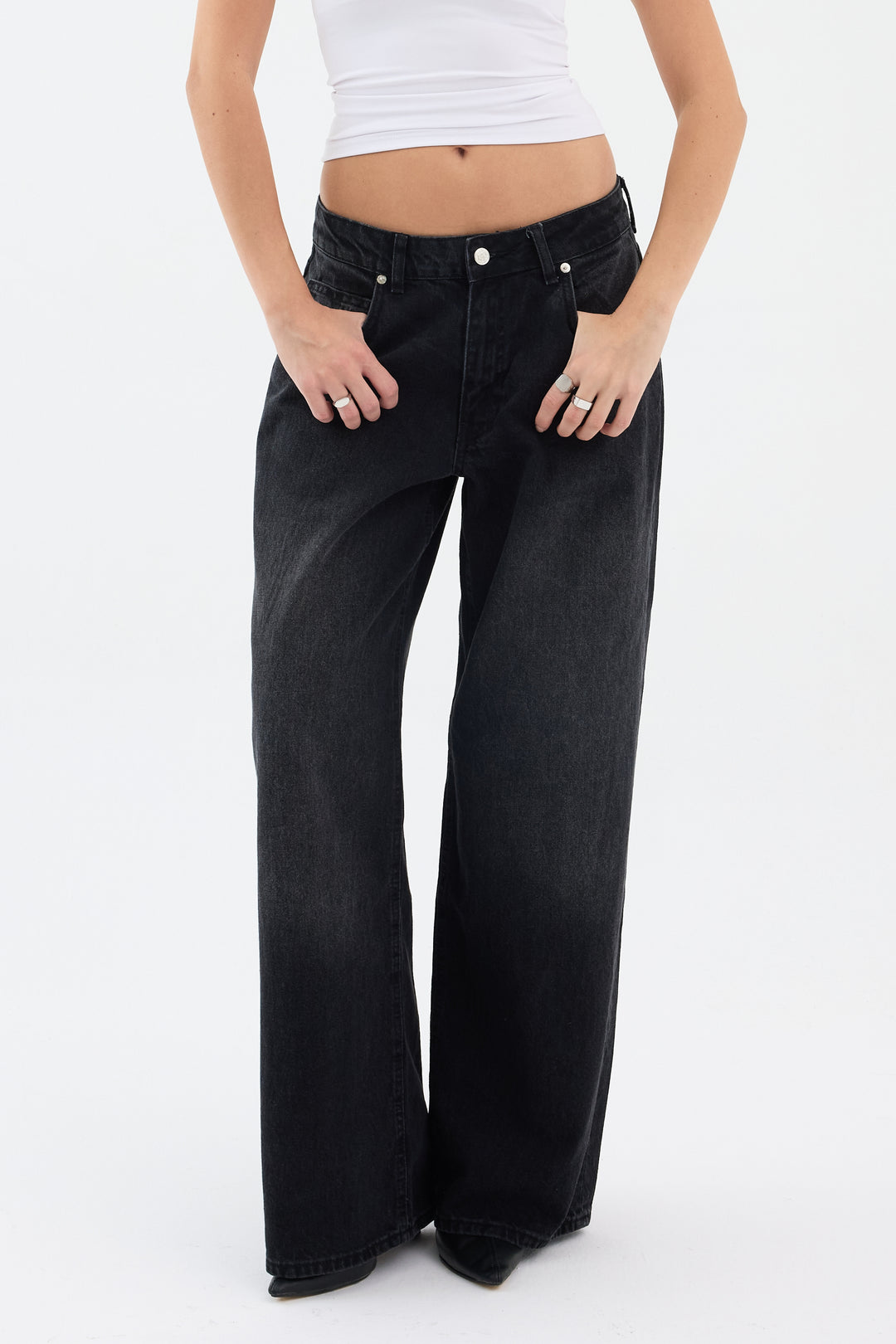 Routines Baggy Straight Jeans - Washed Black 5242 - ROUTINES