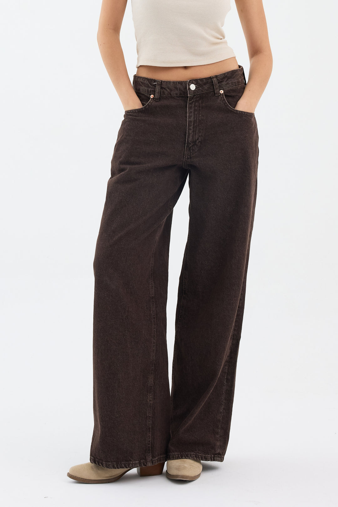 Routines Baggy Straight Jeans - Washed Brown 5242 - ROUTINES