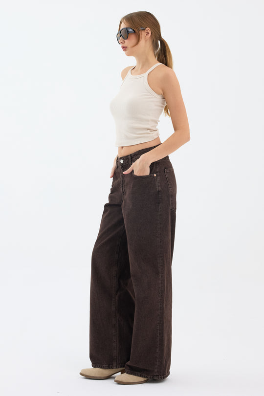 Routines Baggy Straight Jeans - Washed Brown 5242 - ROUTINES