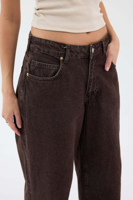Routines Baggy Straight Jeans - Washed Brown 5242 - ROUTINES