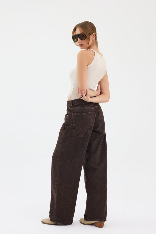 Routines Baggy Straight Jeans - Washed Brown 5242 - ROUTINES
