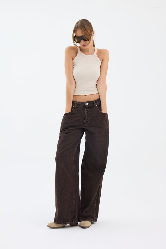 Routines Baggy Straight Jeans - Washed Brown 5242 - ROUTINES