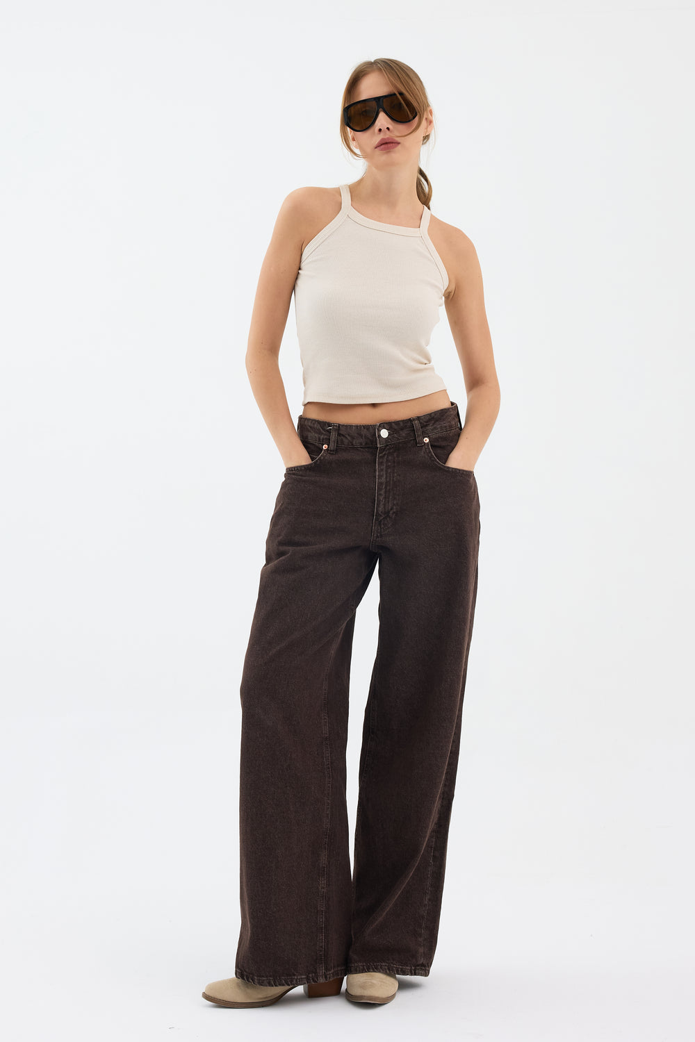 Routines Baggy Straight Jeans - Washed Brown 5242 - ROUTINES