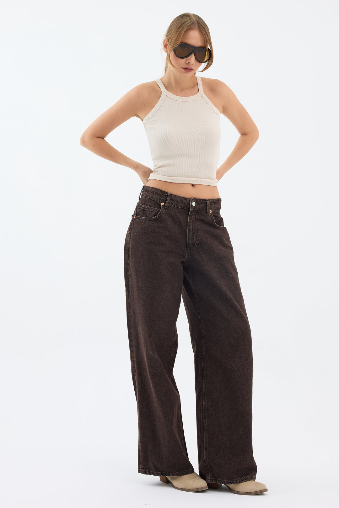 Routines Baggy Straight Jeans - Washed Brown 5242 - ROUTINES