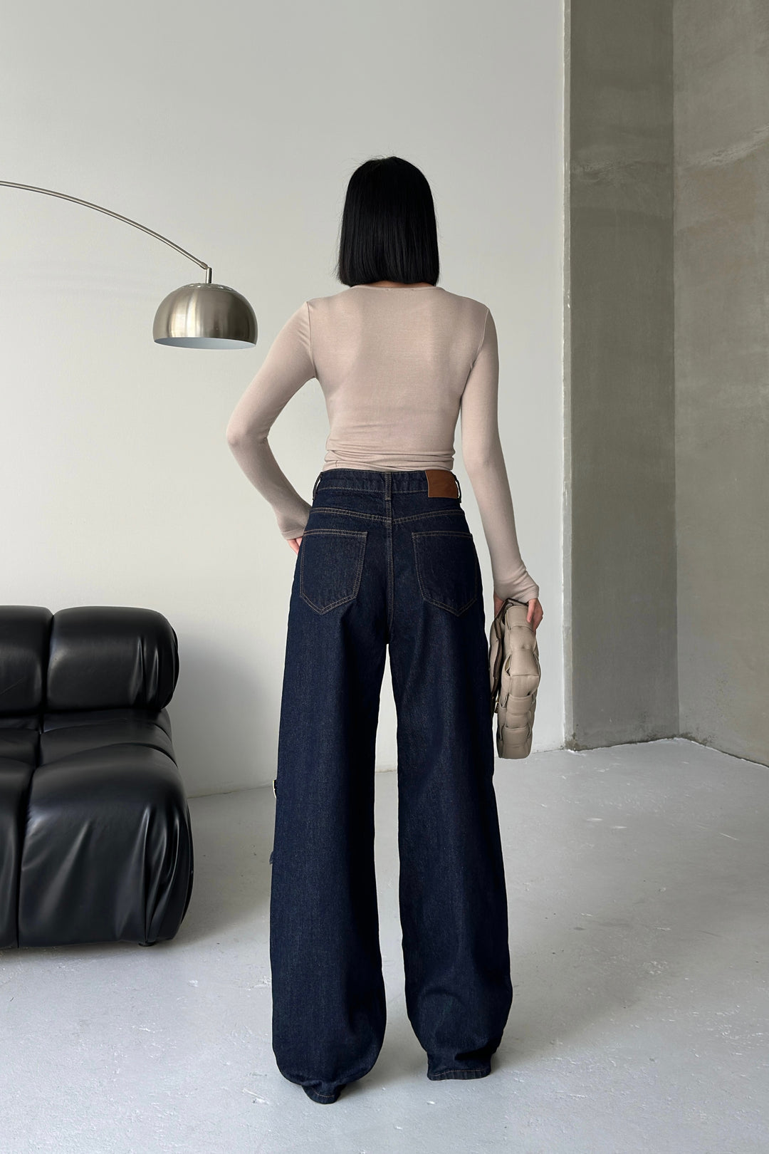 Routines Belt Baggy Straight Jeans - Dark Blue 3681 - ROUTINES