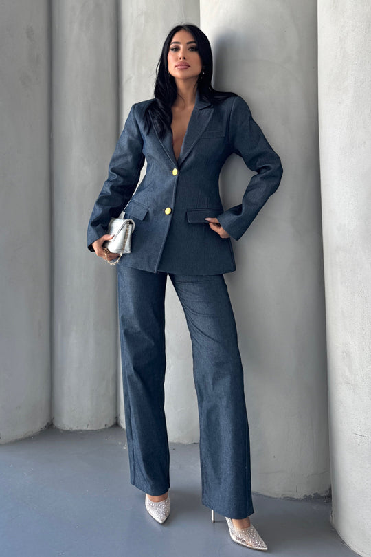 Routines Blazer Two Piece Denim Pants Set 2026 - ROUTINES