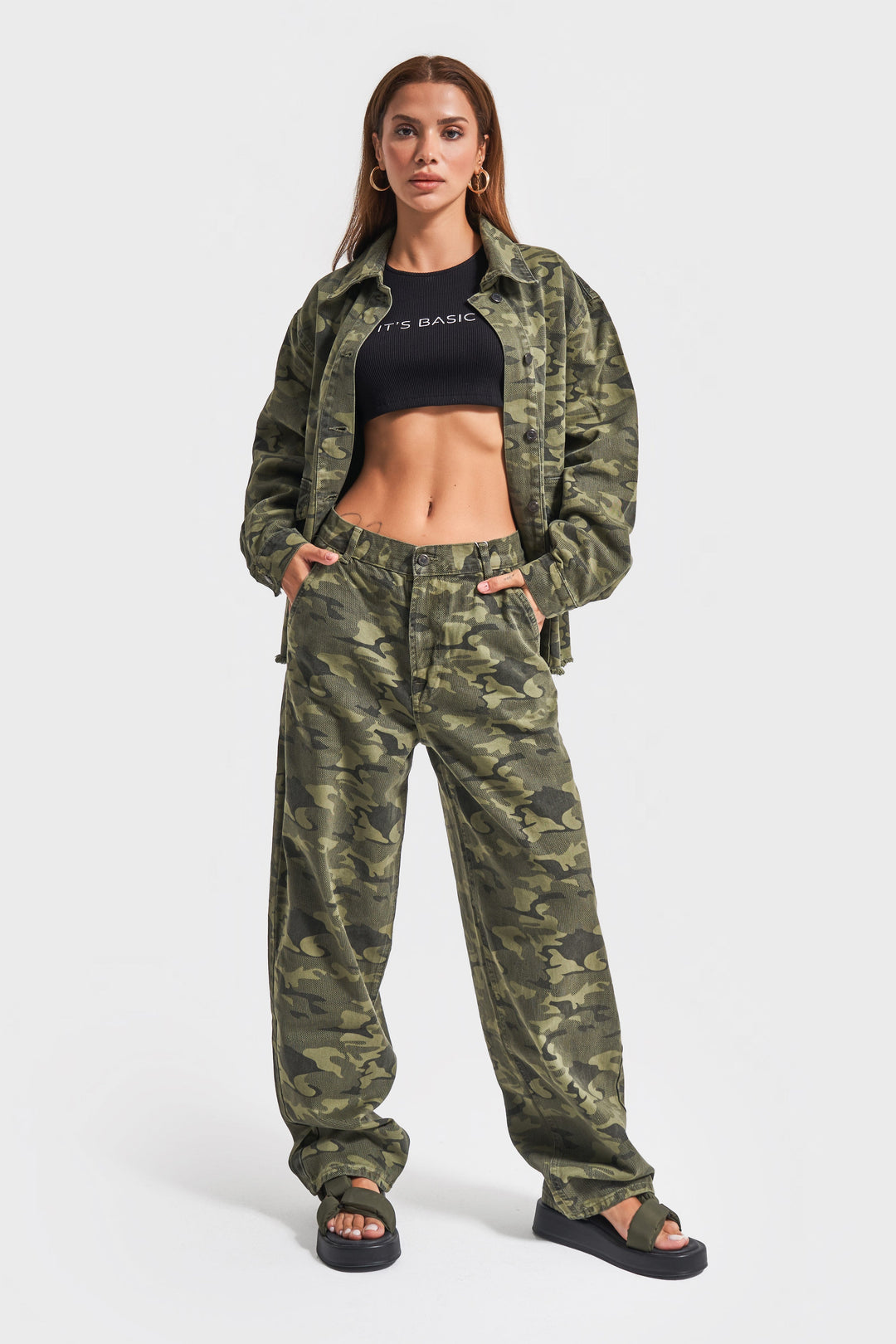 Routines Camouflage Oversized Denim Jacket 3473 - ROUTINES