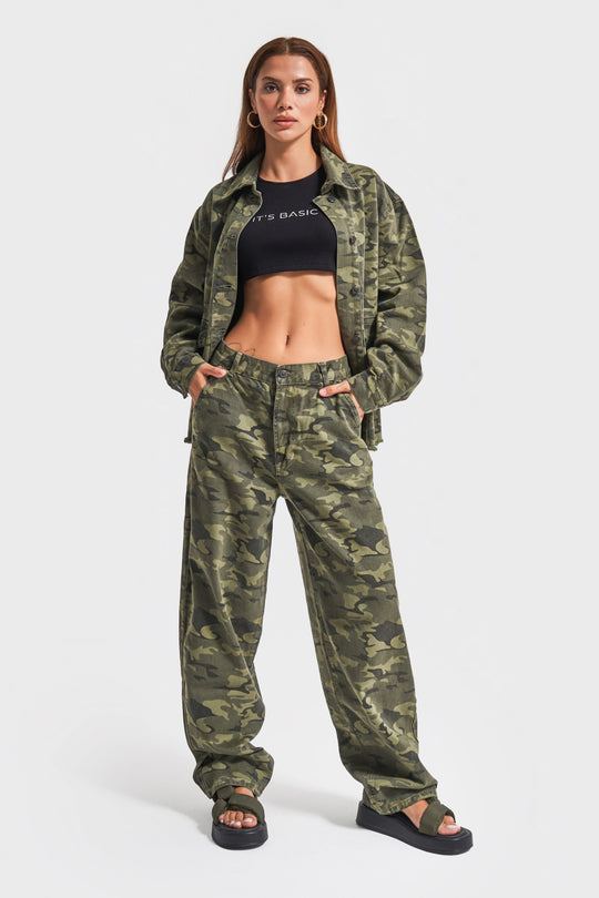 Routines Camouflage Oversized Denim Jacket 3473 - ROUTINES