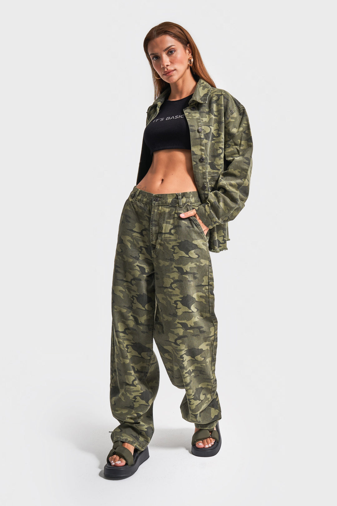 Routines Camouflage Oversized Denim Jacket 3473 - ROUTINES
