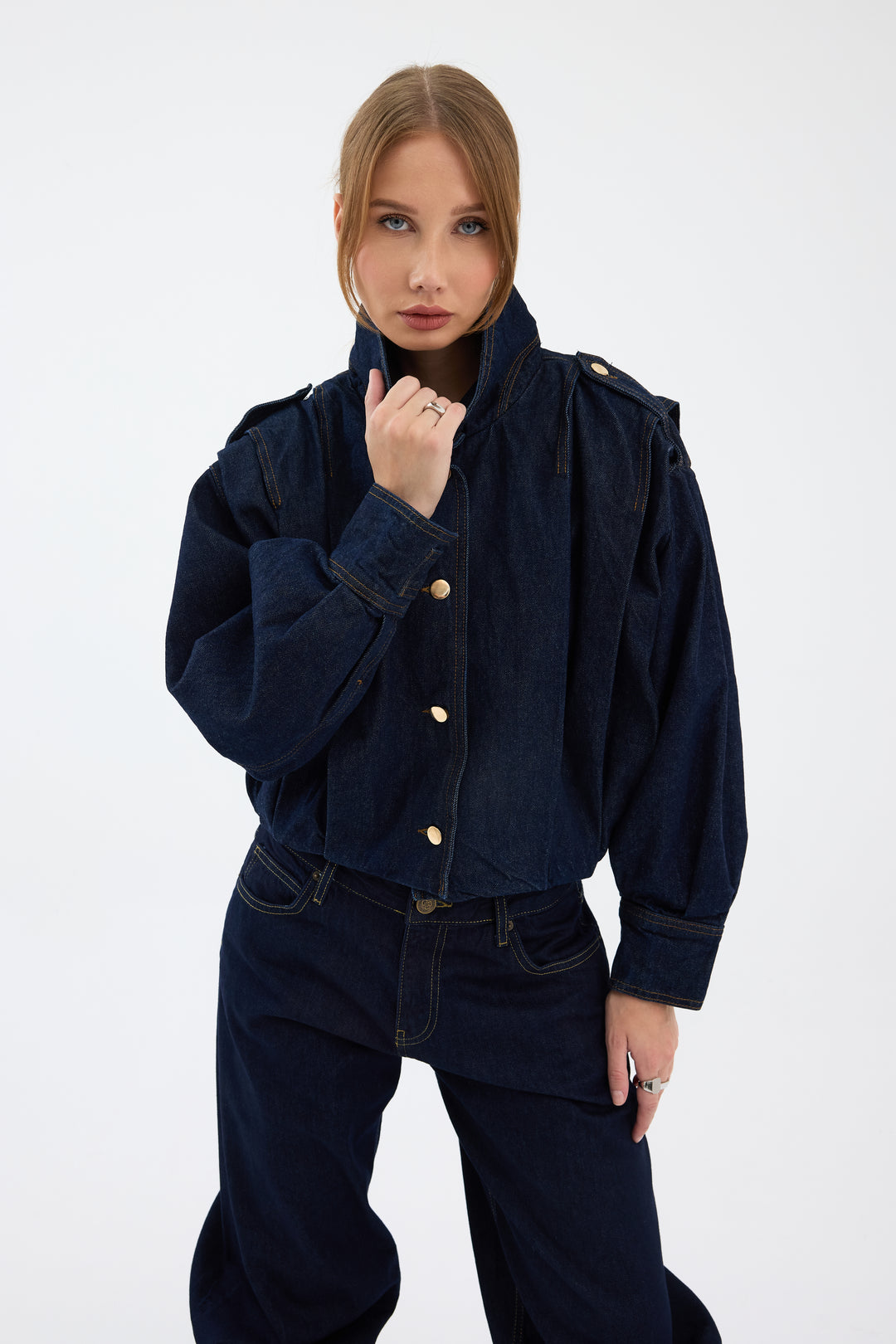 Routines Layer Denim Bomber Jacket 2054 - ROUTINES