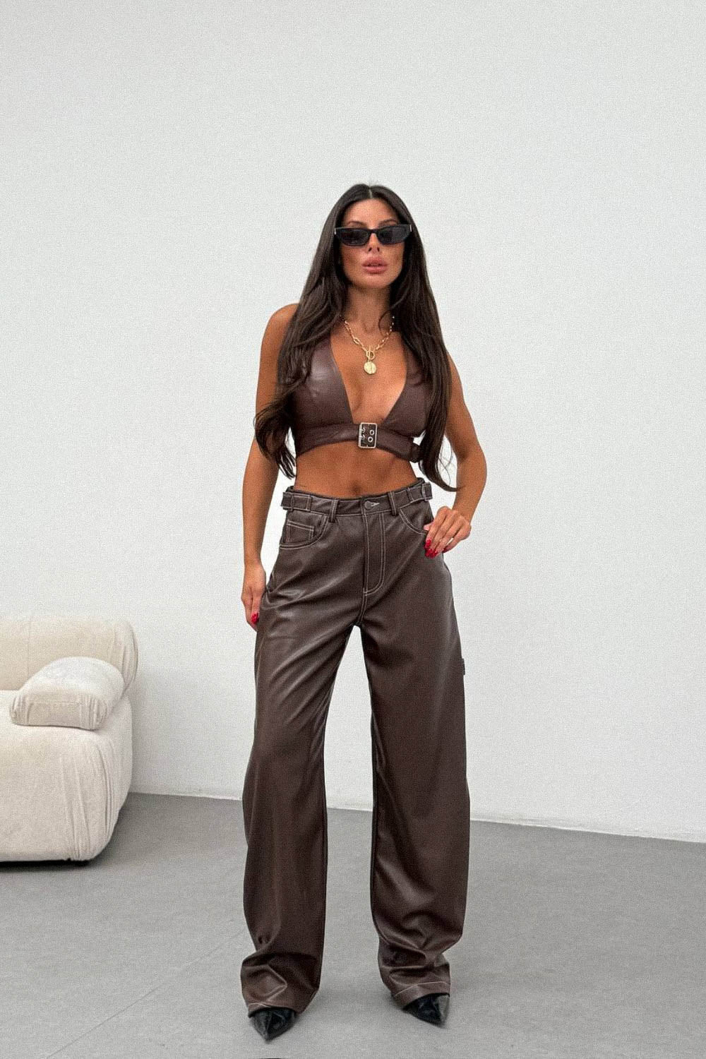 Routines LeatherLook Carpenter Jeans - Choco 309-5 - ROUTINES