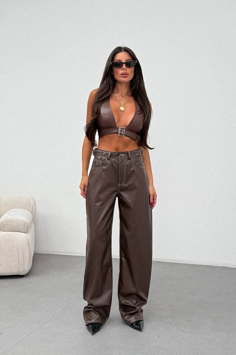 Routines LeatherLook Carpenter Jeans - Choco 309-5 - ROUTINES