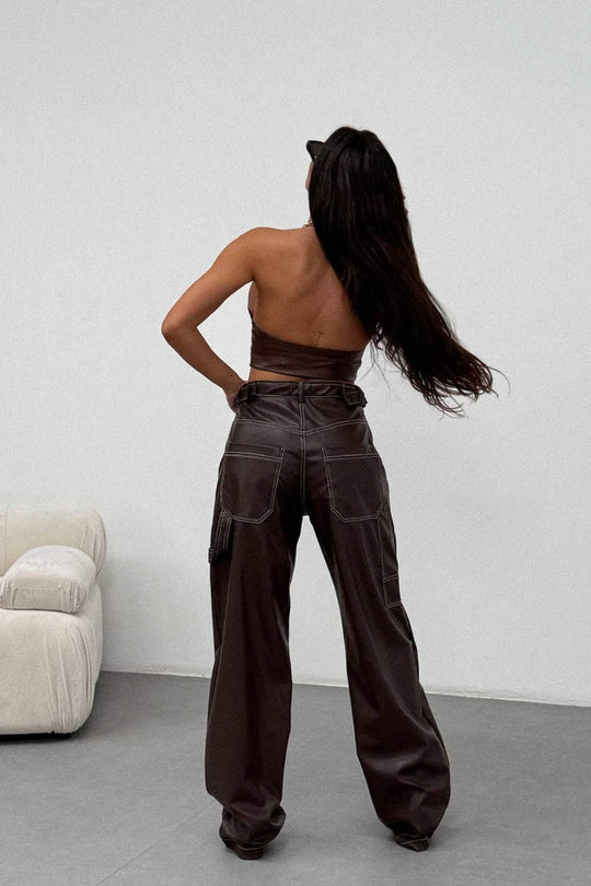 Routines LeatherLook Carpenter Jeans - Choco 309-5 - ROUTINES